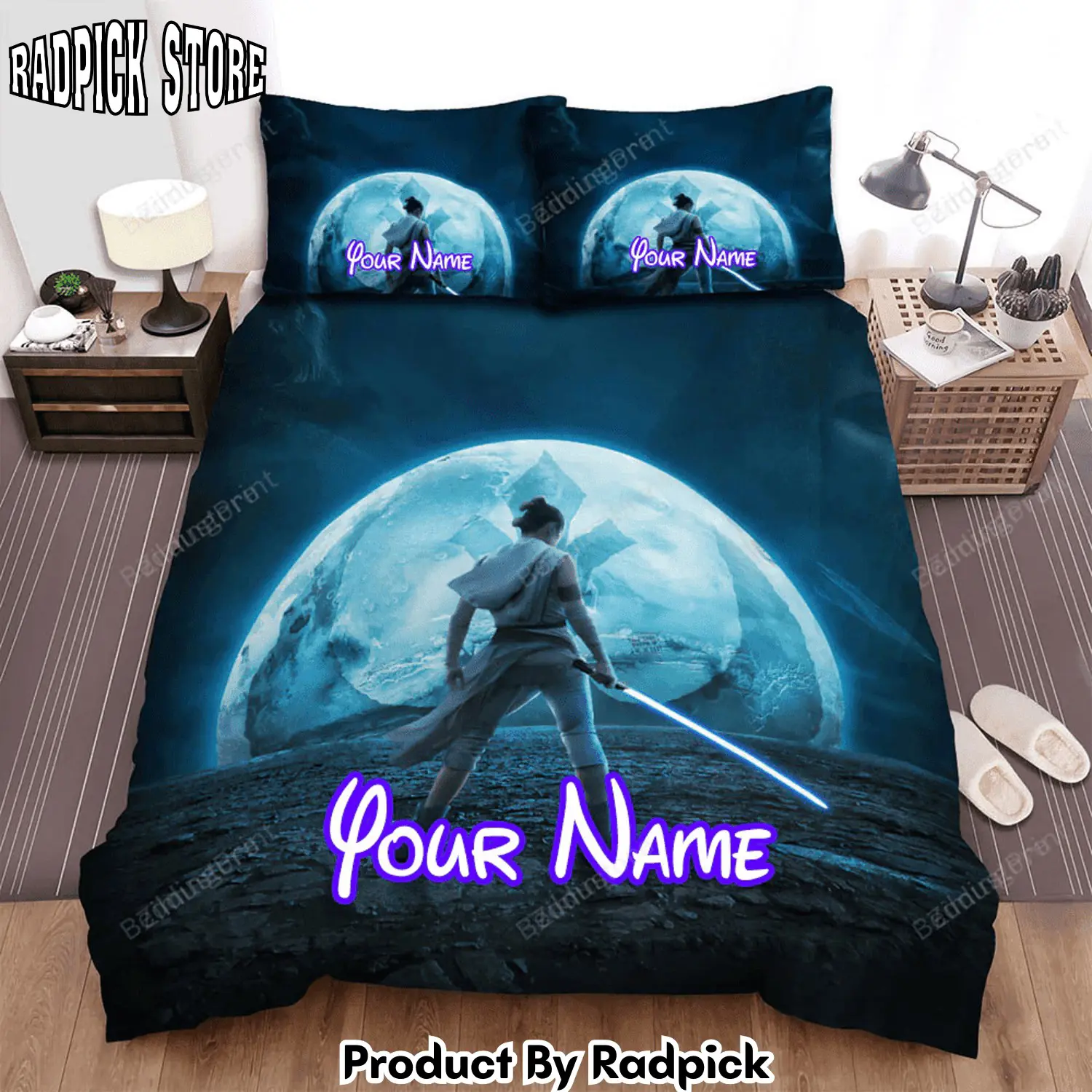Radpick star wars episode ix the rise of skywalker the girl with light sword on earth movie poster bed sheets duvet cover personalized name bedding sets rp3271928